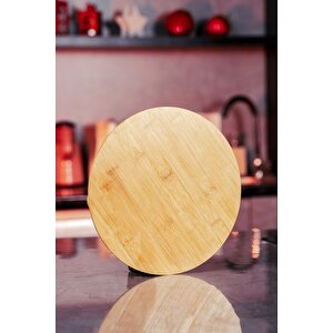 Bambu Misket Ayaklı Yuvarlak Pasta Börek Sunumluk Tablosu 27 X 6 Cm 3403