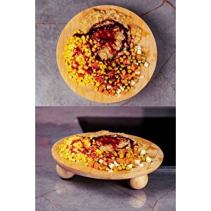 Bambu Misket Ayaklı Yuvarlak Pasta Börek Sunumluk Tablosu 27 X 6 Cm 3403