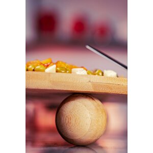 Bambu Misket Ayaklı Yuvarlak Pasta Börek Sunumluk Tablosu 27 X 6 Cm