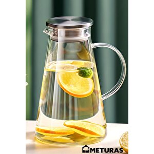 1800ml Vakumlu Cam Sürahi Metal Süzgeç Ve Kapaklı