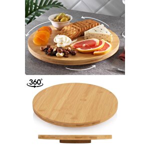 Bambu 360° Döner Tabanlı Servis Ve Sunum Yemek Tahtası Sunumluk 31 Cm