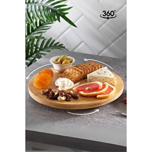 Bambu 360° Döner Tabanlı Servis Ve Sunum Yemek Tahtası Sunumluk 31 Cm