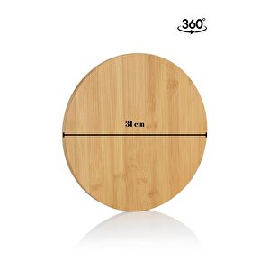 Bambu 360° Döner Tabanlı Servis Ve Sunum Yemek Tahtası Sunumluk 31 Cm