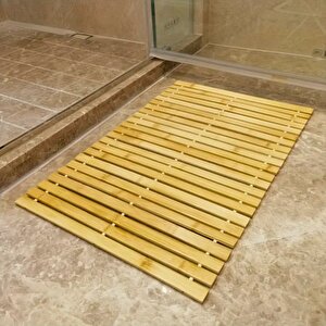 Kaymaz Tabanlı Uzun Ömürlü Bambu Banyo Oda Paspası Halısı - 40 X 61 Cm