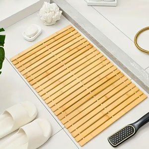 Kaymaz Tabanlı Uzun Ömürlü Bambu Banyo Oda Paspası Halısı - 40 X 61 Cm