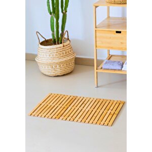Kaymaz Tabanlı Uzun Ömürlü Bambu Banyo Oda Paspası Halısı - 40 X 61 Cm