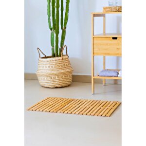 Kaymaz Tabanlı Uzun Ömürlü Bambu Banyo Oda Paspası Halısı - 40 X 61 Cm