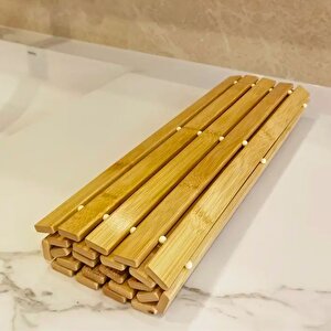 Kaymaz Tabanlı Uzun Ömürlü Bambu Banyo Oda Paspası Halısı - 40 X 61 Cm