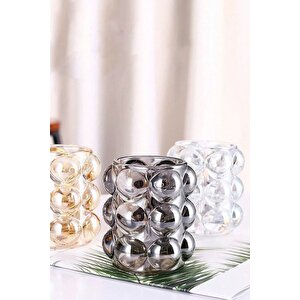 Modern Şeffaf Kabarcıklı Mini Cam Vazo – Dekoratif & Çok Amaçlı 64081