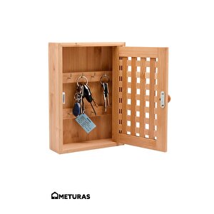 Bambu Duvar Tipi Anahtarlık Kutusu - Doğal Ahşap Anahtar Düzenleyici (27.2x19.1x6.3 Cm)