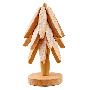 Ahşap Katlanır Nihale Ve Çok Amaçlı Mutfak Altlığı Bardak Altlığı Mat 10 Cm 1 Stand 4 Nihale