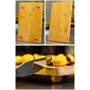 Mutfak Bambu Misket Ayaklı Kesme Sunum Tahtası Ahşap 27*18*3 Cm