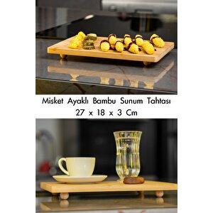 Mutfak Bambu Misket Ayaklı Kesme Sunum Tahtası Ahşap 27*18*3 Cm