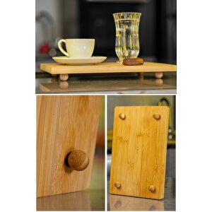 Mutfak Bambu Misket Ayaklı Kesme Sunum Tahtası Ahşap 27*18*3 Cm