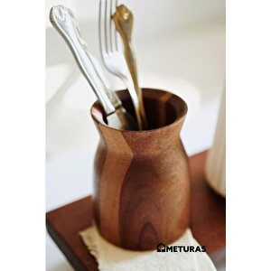 Akasya Ahşap Kaşıklık Organizer Kutu- Mutfak Düzenleyici, 10 X 12.7 Cm