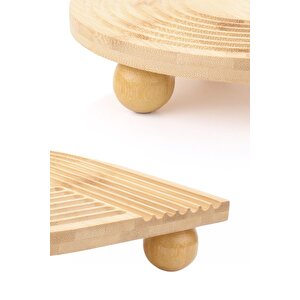 Yuvarlak Bambu Sunum Ve Servis Tahtası - 24.5 Cm Çap, Çok Amaçlı Ve Şık Tasarım