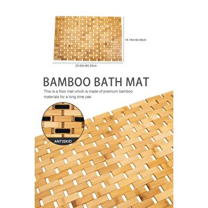 Bambu Kaymaz Banyo Ve Duş Matı | 40x60 Cm | Suya Dayanıklı Ahşap Banyo Paspası.