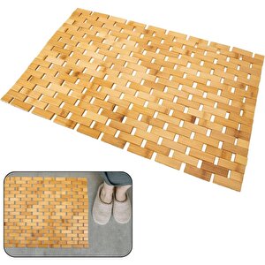 Bambu Kaymaz Banyo Ve Duş Matı | 40x60 Cm | Suya Dayanıklı Ahşap Banyo Paspası.