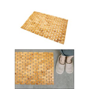 Bambu Kaymaz Banyo Ve Duş Matı | 40x60 Cm | Suya Dayanıklı Ahşap Banyo Paspası.