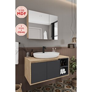 Lale 90 Cm %100 Mdf Lavabolu Banyo Dolabı + Aynalı Dolap