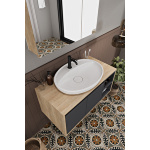 Lale 90 Cm %100 Mdf Lavabolu Banyo Dolabı + Aynalı Dolap