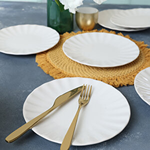 Keramika Beyaz Sirius Pasta Tabağı 22 Cm 6 Adet 004