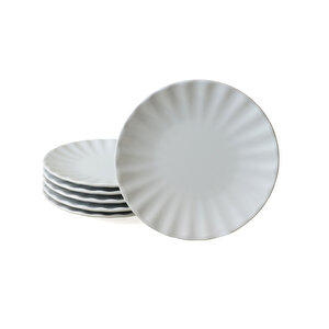 Keramika Beyaz Sirius Pasta Tabağı 22 Cm 6 Adet 004