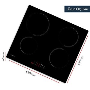 Elektrikli İndüksiyonlu Dört Gözlü Ankastre Ocak Hi6-4tb