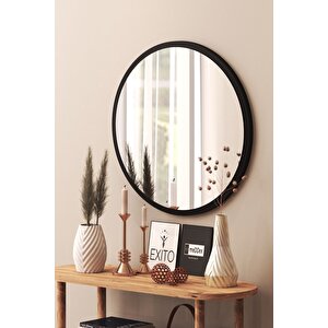 Yuvarlak Ayna 60 Cm Mat Parlak Siyah Dresuar Koridor Duvar Salon Banyo Wc Ofis Çocuk Yatak Odas Siyah