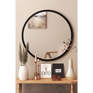 Yuvarlak Ayna 60 Cm Mat Parlak Siyah Dresuar Koridor Duvar Salon Banyo Wc Ofis Çocuk Yatak Odas Siyah