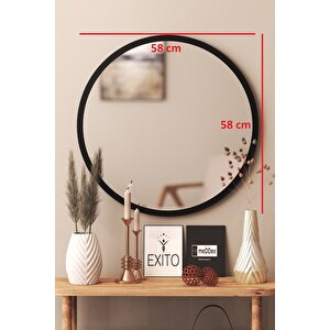 Yuvarlak Ayna 60 Cm Mat Parlak Siyah Dresuar Koridor Duvar Salon Banyo Wc Ofis Çocuk Yatak Odas Siyah