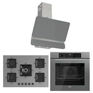 Flowart Florenz Elite Gri 3'lü Ankastre Set ( Qbl63cpr-ss038-d082 )