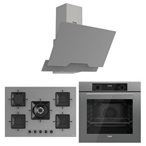 Flowart Florenz Pro Gri 3'lü Ankastre Set ( Qbl63cpr-ss038-d065 )
