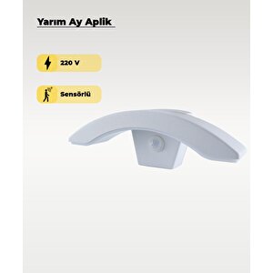 Beyaz Sensörlü Led Yarım Ay Aplik 3200k (sarı Işık)