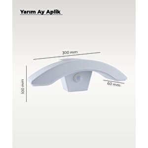 Beyaz Sensörlü Led Yarım Ay Aplik 3200k (sarı Işık)