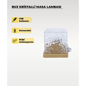 Buz Kristalli Masa Lambası - Rgb (çok Renlkli) - Kumandalı