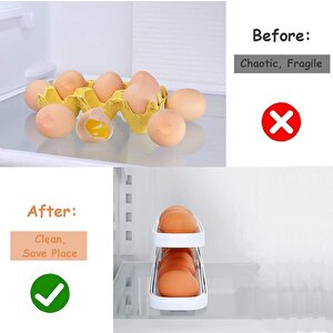 3b Trend Buzdolabı Için 2 Katlı Yumurta Tutucu Yer Tasarruflu Pratik Yumurta Dispenseri