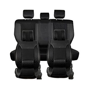 Toyota Verso 3 Tekli Lüks Deri Oto Koltuk Kılıfı Ön Arka Set Siyah Elit Model  5 Koltuklu