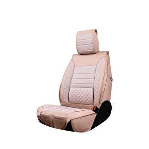 Citroen C8 3 Tekli Lüks Deri Oto Koltuk Kılıfı Ön Arka Set Bej Elit Model