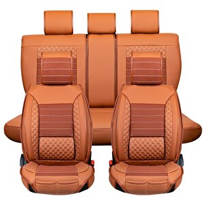 Renault Escape 3 Tekli Lüks Deri Oto Koltuk Kılıfı Ön Arka Set Tarçın Elit Model