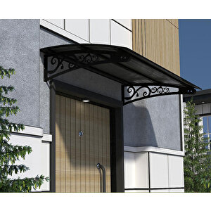 Metal Taşıyıcılı Kapı Üstü Pratik Sundurma Siyah - Siyah Levha 250 X 120 Md2