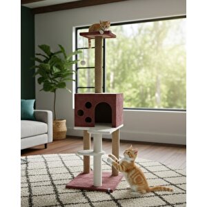 Pet Kedi Tırmalama Ve Oyun Evi Gül Kurusu