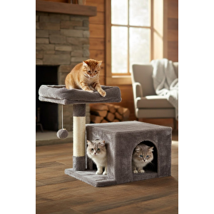 Pet Komfor Stepli Yuvalı Kedi Tırmalaması Antrasit