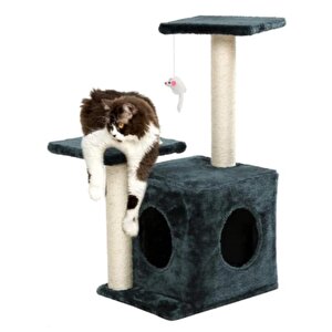 Pet Çift Basamaklı Yuvalı Kedi Tırmalaması Antrasit