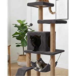 Pet S9 Kedi Tırmalama Kulesi Platformlu 124 Cm Antrasit