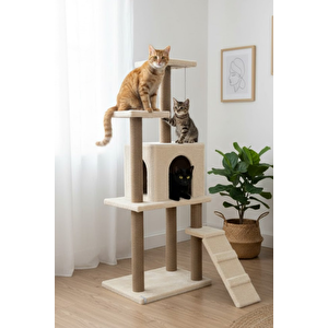 Pet Kedi Tırmalama Kedi Evi Ve Kedi Oyun Evi - Bej