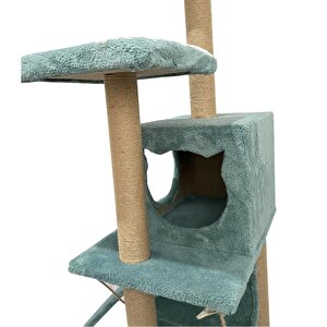 Pet S9 Kedi Tırmalama Kulesi Platformlu 124 Cm Turkuaz