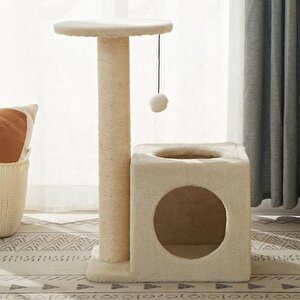 Reyo Pet Dekoratif Kedi Tırmalama Ve Oyun Evi Krem
