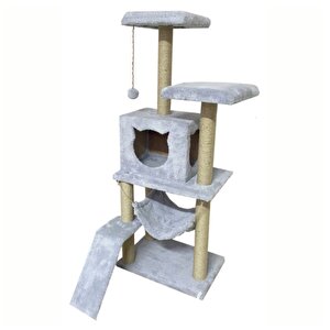 Pet S9 Kedi Tırmalama Kulesi Platformlu 124 Cm Gri