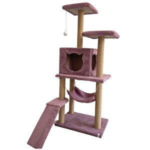 Pet S9 Kedi Tırmalama Kulesi Platformlu 124 Cm Gül Kurusu